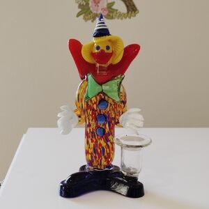 Murano Vibrant Glass Clown Figurine
